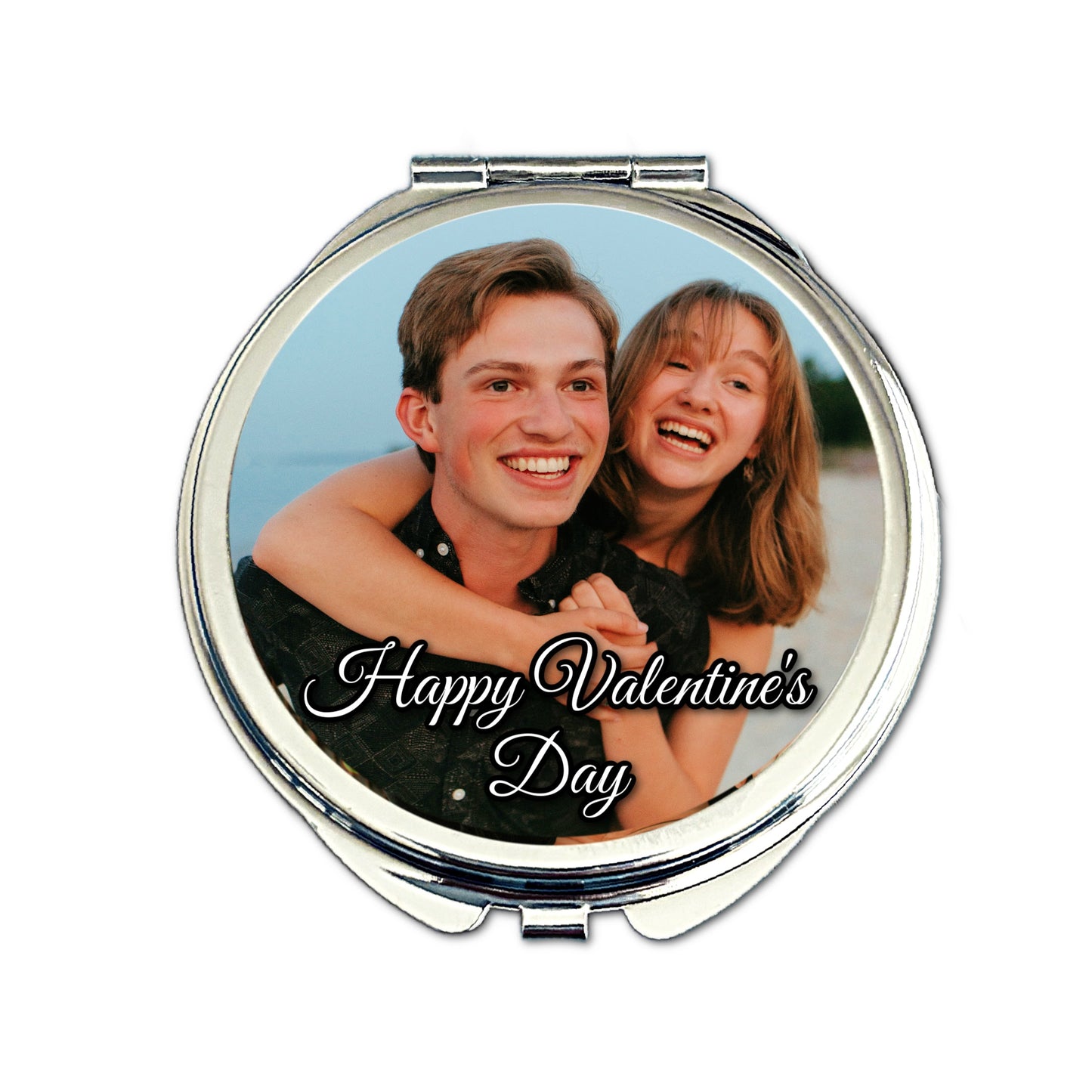 Personalised happy valentines day photo compact mirror gift for her