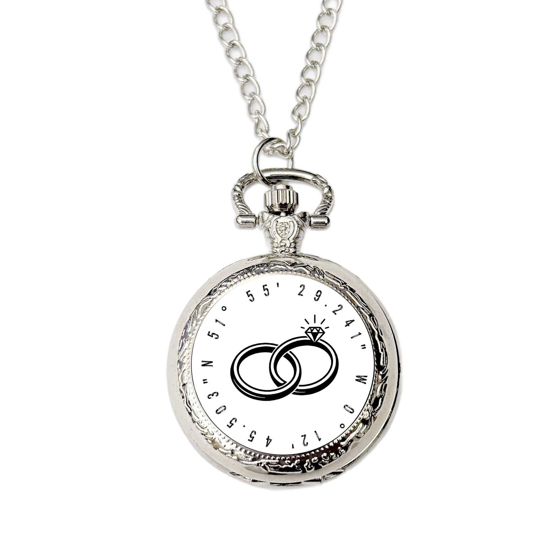 Personalised wedding coordinates pocket watch ceremony location keepsake gift