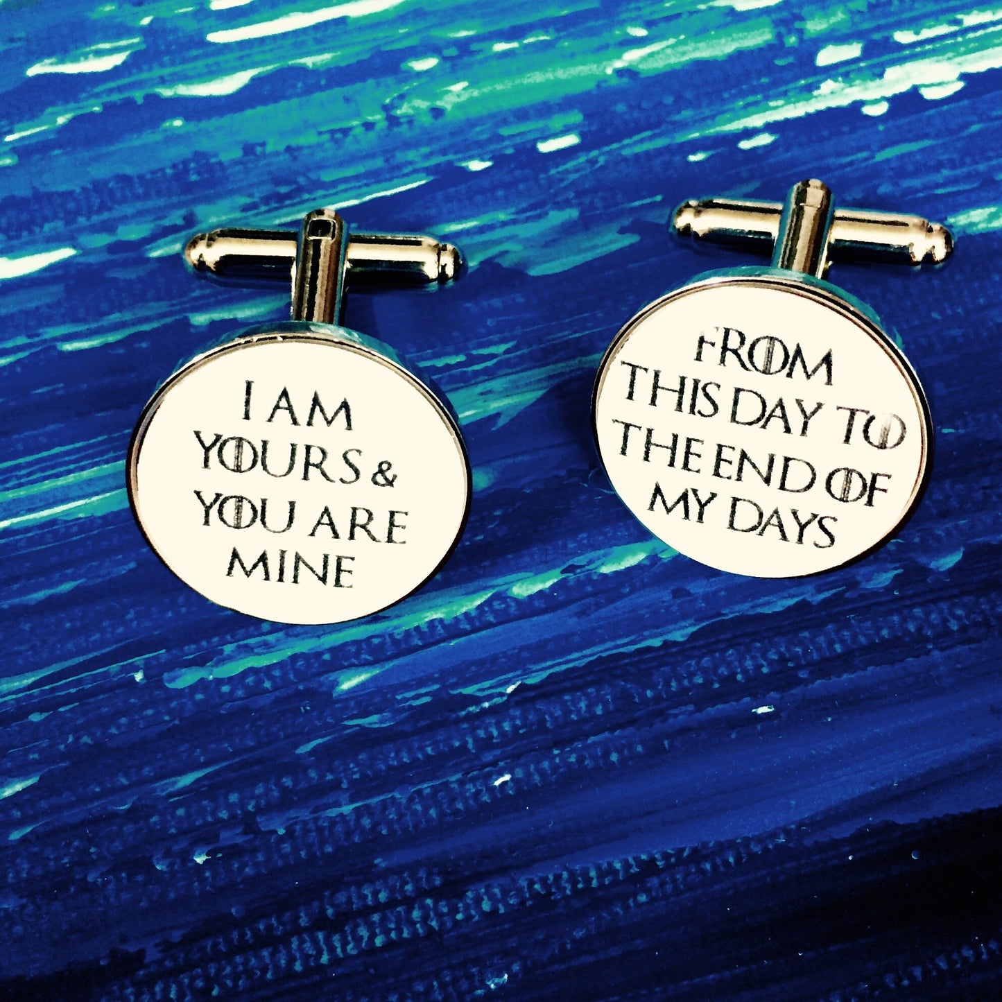 Game of Thrones Cufflinks - personalised gift for him. Wedding cufflinks. Groom cufflinks. House words. Moon of my life. My Sun and Stars.