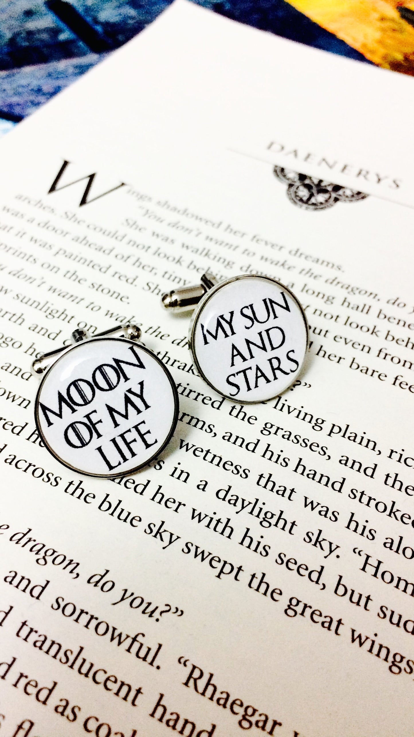 Game of Thrones Cufflinks - personalised gift for him. Wedding cufflinks. Groom cufflinks. House words. Moon of my life. My Sun and Stars.