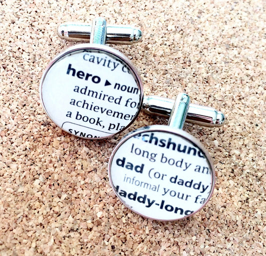 Recycled Dictionary Cufflinks! Bespoke Cufflinks - great gift for him! Personalised for your needs