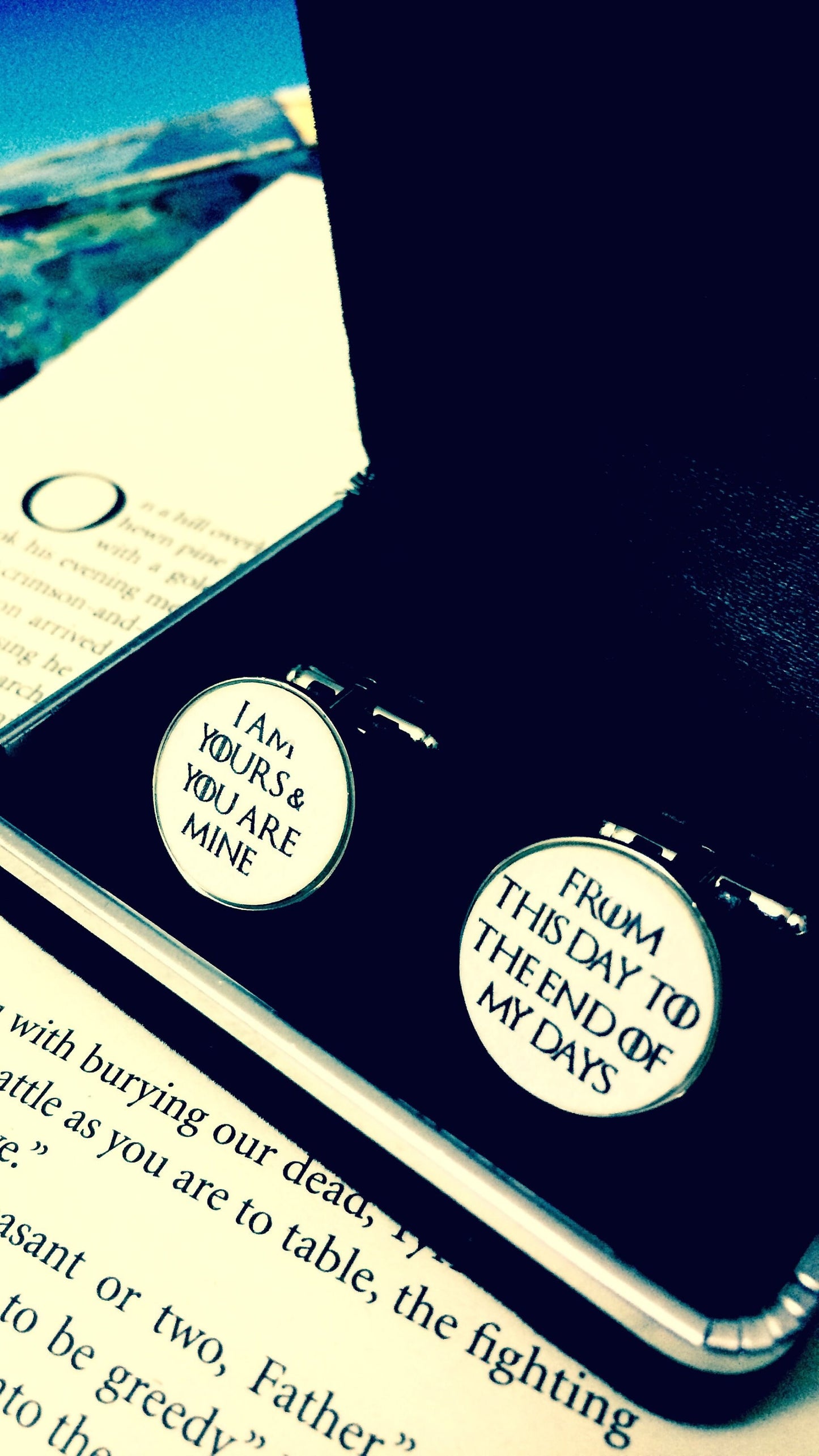 Game of Thrones Cufflinks - personalised gift for him. Wedding cufflinks. Groom cufflinks. House words. Moon of my life. My Sun and Stars.