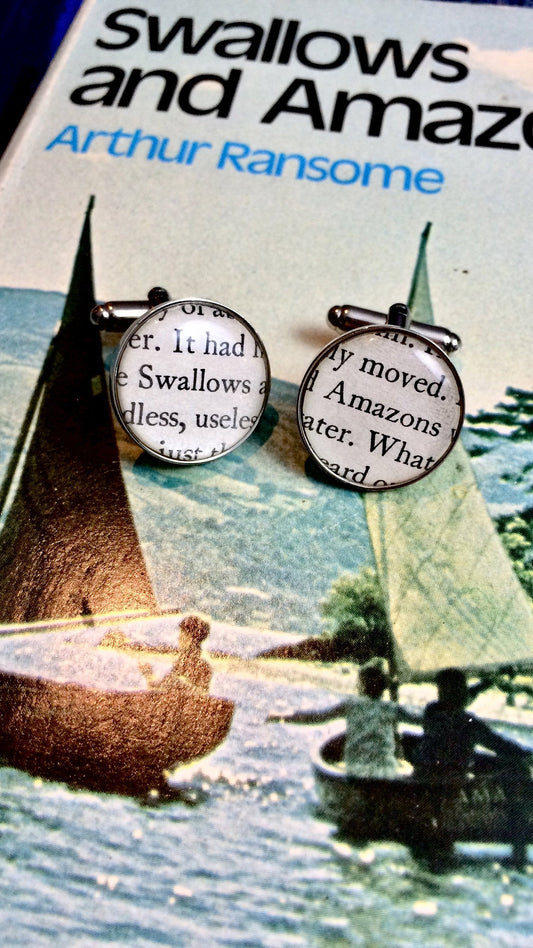 Swallows and Amazons cufflinks - Vintage Recycled book. Nostalgic children's book. Book lover. Gifts for him. Novelty gift. Literature gift.