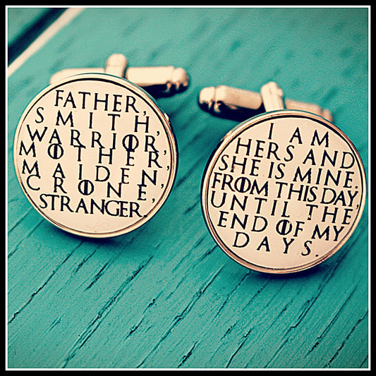 Game of Thrones Wedding Vows. I am yours and you are mine. Groom cufflinks. Gift from bride on wedding day. Pocket Watch. Tie Clip.