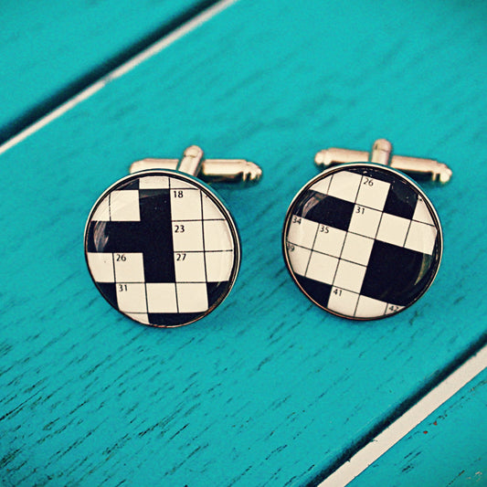 Crossword Cufflinks! Unique gift for Crossword lover! Attractive monochrome, modern, minimalist design. Groomsmen gift. Fathers Day. Groom.