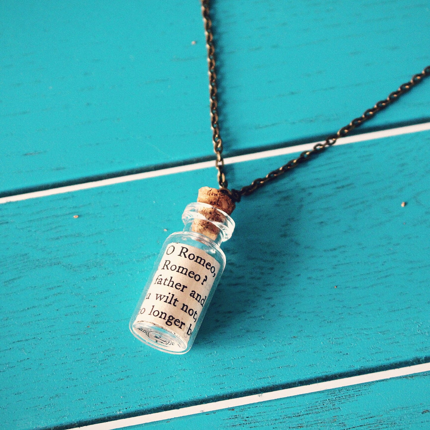 Message in a Bottle pendant. Personalised message necklace. Valentines gift. Song lyrics. Recycled book quotes. Love note. Wedding jewellery