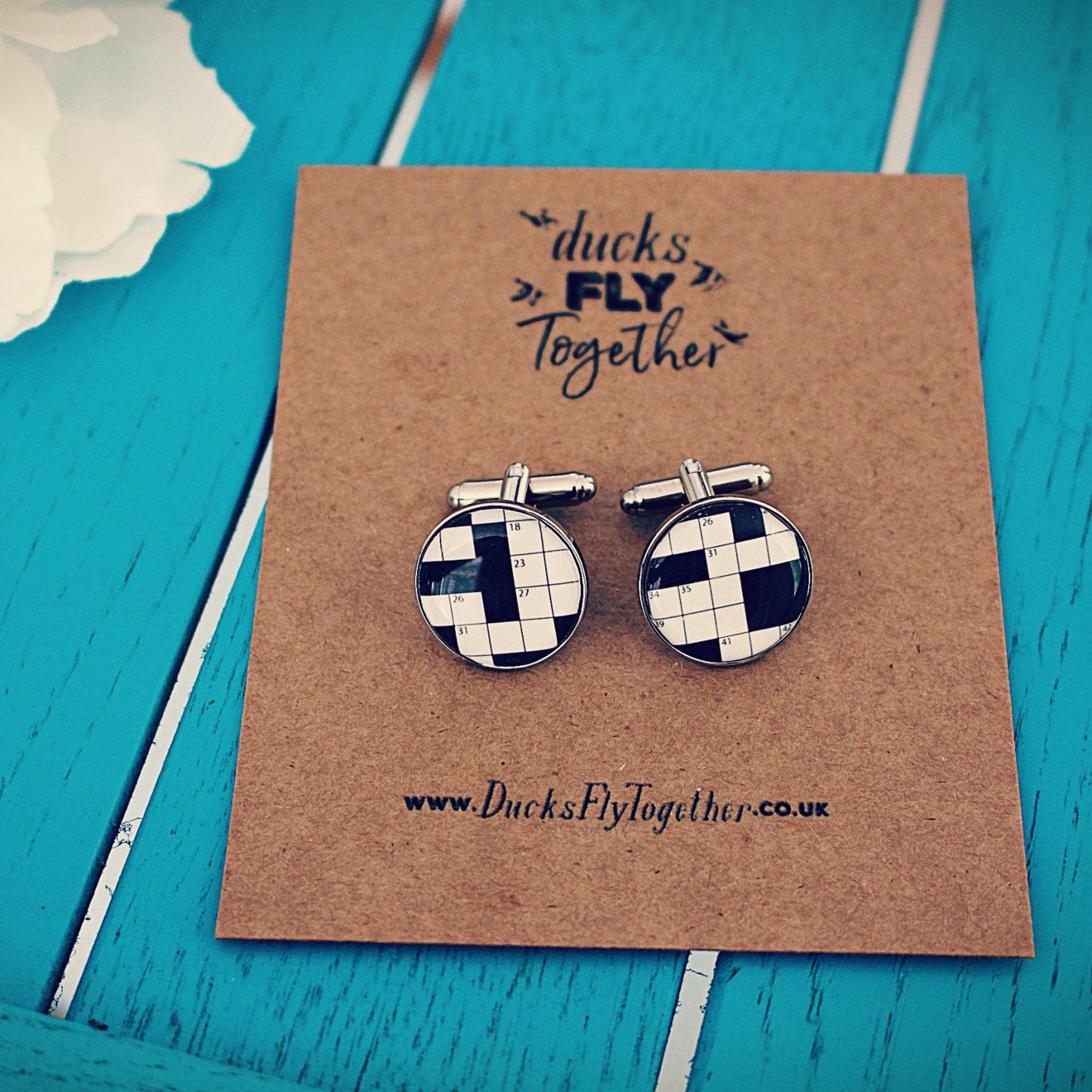 Crossword Cufflinks! Unique gift for Crossword lover! Attractive monochrome, modern, minimalist design. Groomsmen gift. Fathers Day. Groom.