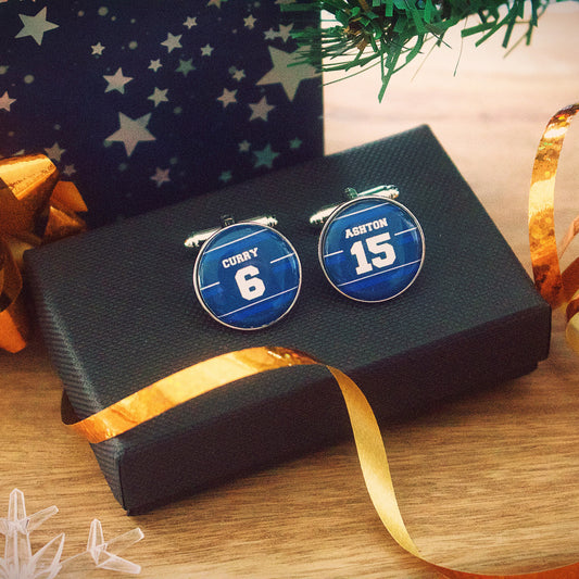 Sale Sharks Rugby Colours Cufflinks. Personalised sports jersey Name & Number Your name. Pocket Watch, Tie Clip Christmas gift for him, dad.