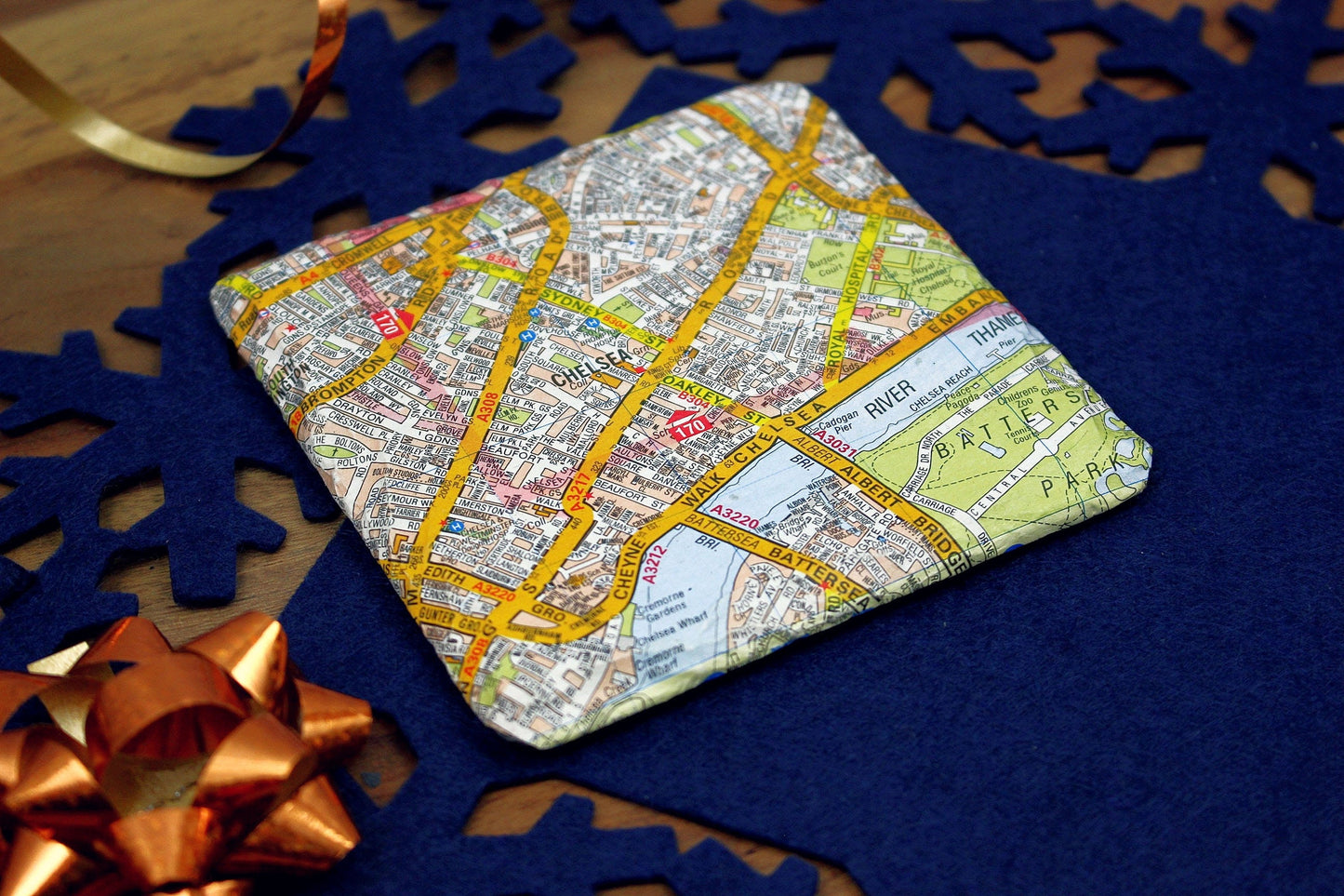 Personalised map coasters. Favourite place. First home. Where we met. Special place memory. Recycled map coasters. Set of 4 or 6. London.
