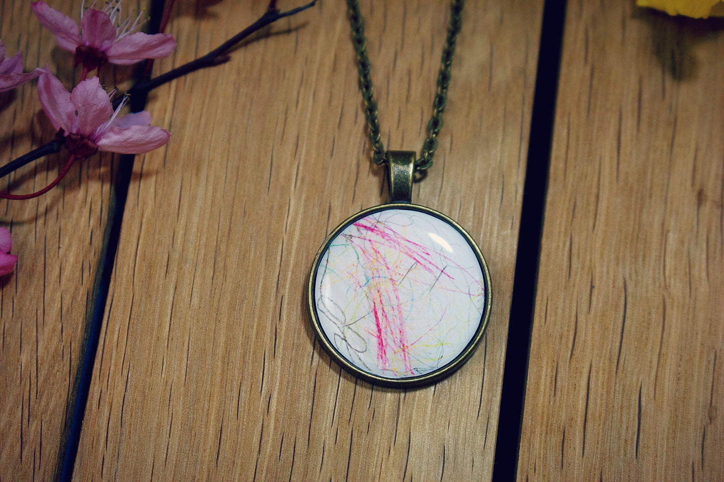 Child art/drawing/painting Necklace. Kids artwork. Unique gift. Mothers Day. Personalised gift for Mum, Granny, Dad. Handprint. Footprint.