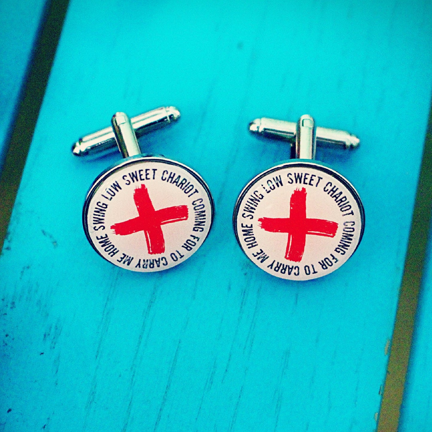 Swing Low Sweet Chariot Cufflinks. England Rugby Fan. Rugby gift for him.Rugby Anthem. Six Nations. Twickenham. Present for dad. St Georges.