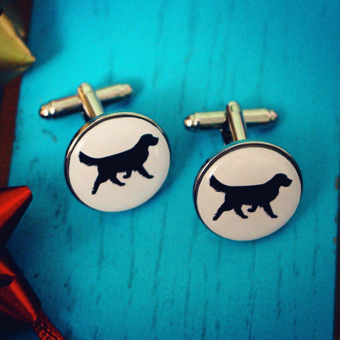 Your pet personalised cufflinks! You dog/cat silhouette. Labrador Daschund Spaniel Cockapoo. Animal lover. Wedding groom. Dad. Pocket Watch.