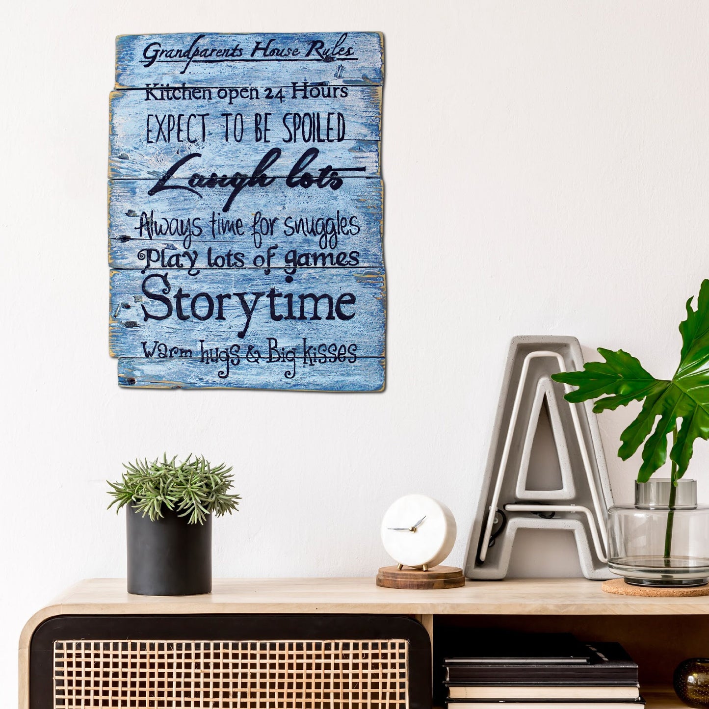 Rustic 'Grandparents House Rules' Sign - Fun Grandparent gift. Granny, Granddad. Pallet wood art. Rustic home decor. Home office. Playroom.