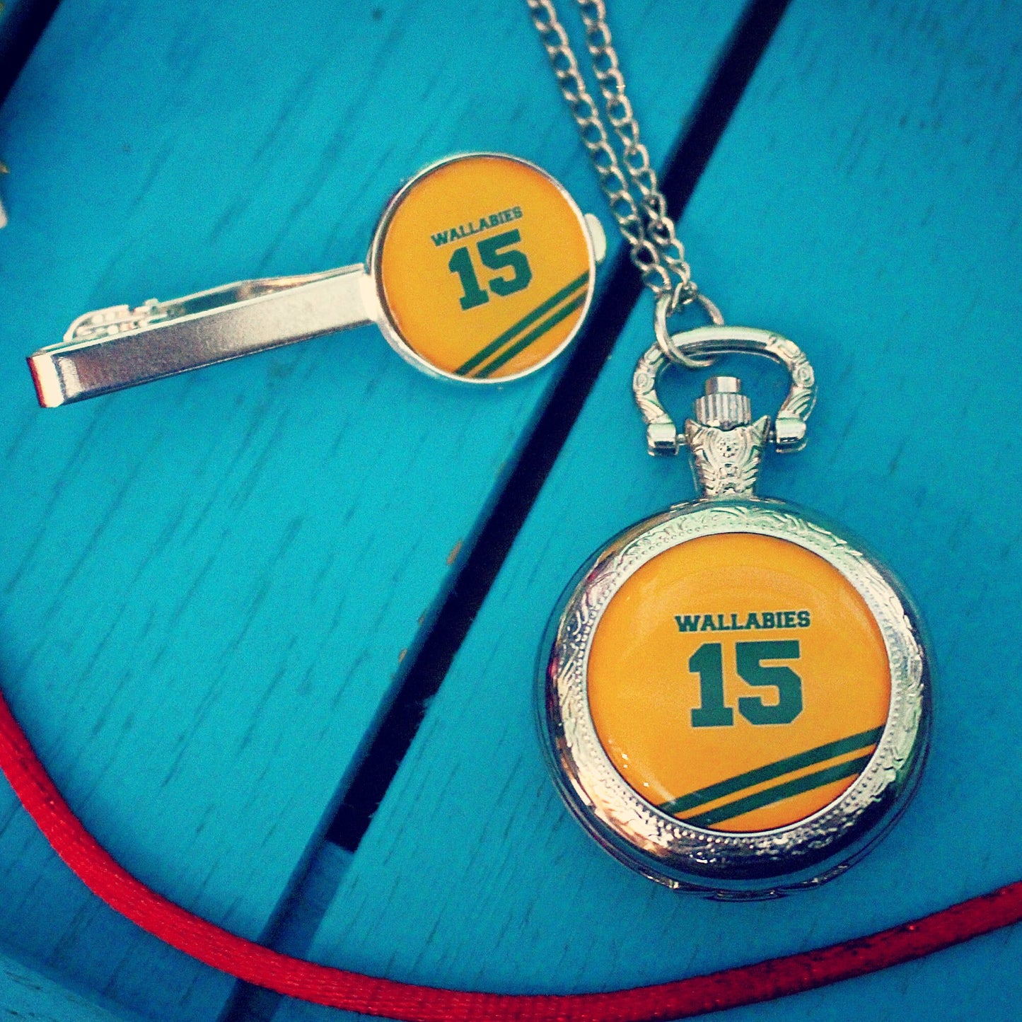 Australia Rugby Pocket Watch. Wallabies. Personalised sports shirt. Christmas gift for rugby fan dad husband. Waltzing Matilda. Groomsmen.