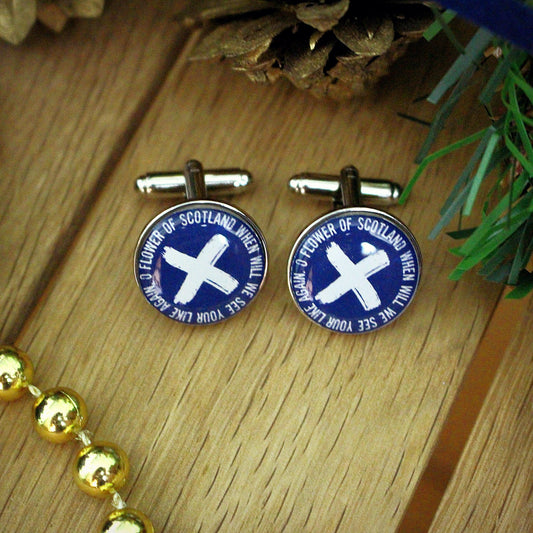O Flower of Scotland Cufflinks. Scotland Rugby Fan. Rugby gift for him.Rugby Anthem. Six Nations. Murrayfield. Present for dad. Pocket Watch