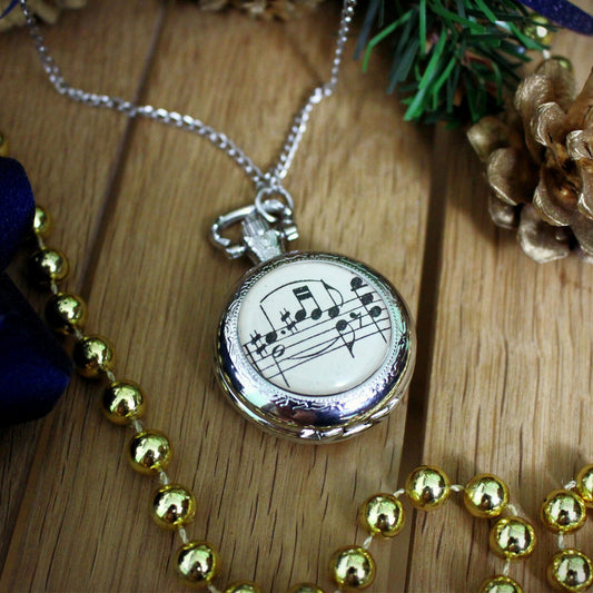 Vintage Sheet Music Pocket Watch. Upcycled gift for men. Cufflinks Tie Bar. Musician. Groom accessory. Groomsmen. Father of the Bride. Men