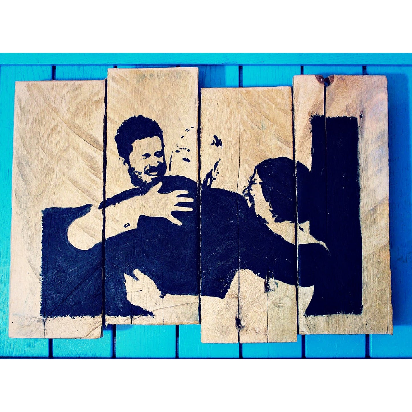 Custom made Pallet Wood Art - Your Photo as stencil art. Unique gift. Rustic wood. Gift for family. Gift for parents. Family portrait.