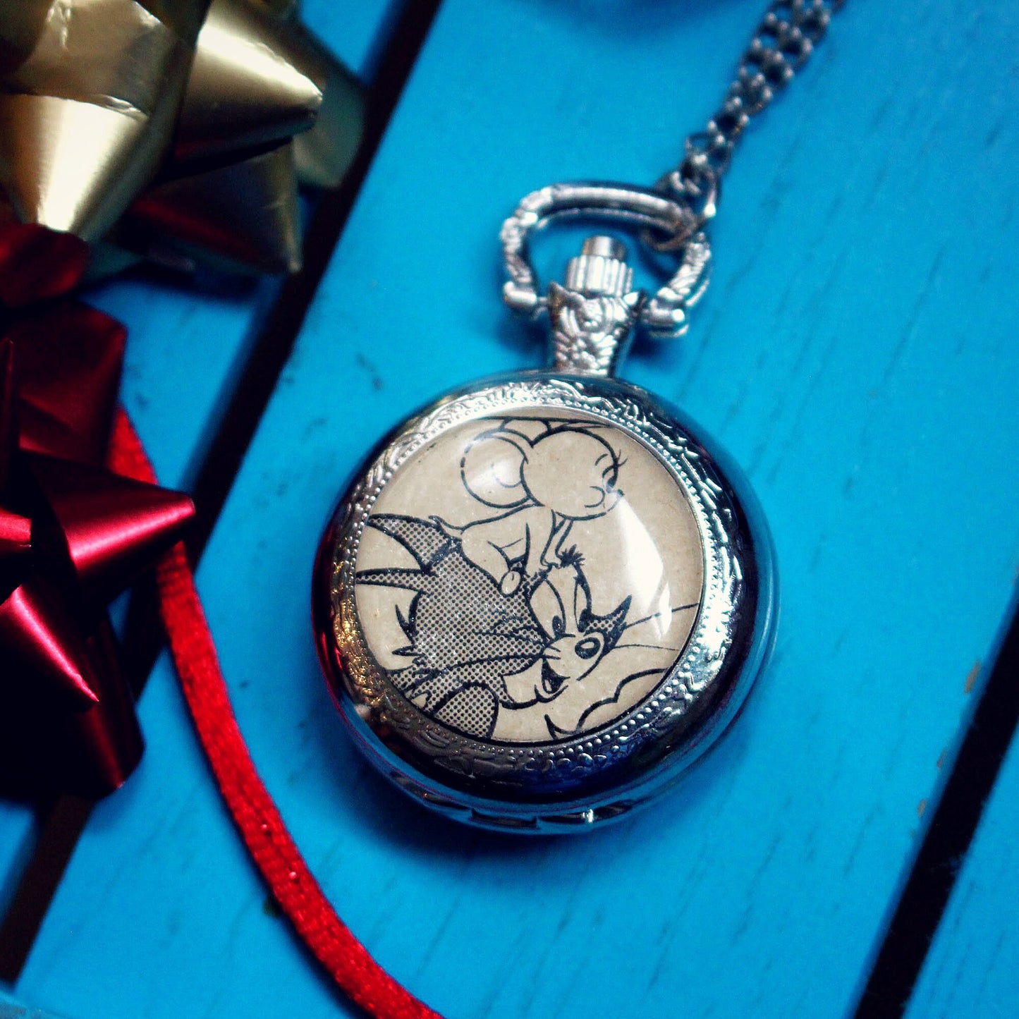 Recycled Book Pocket Watch. Vintage comic / childrens book. Winnie the Pooh. Tom & Jerry. Gift for him. Cufflinks Tie Bar Pocket Watch set.