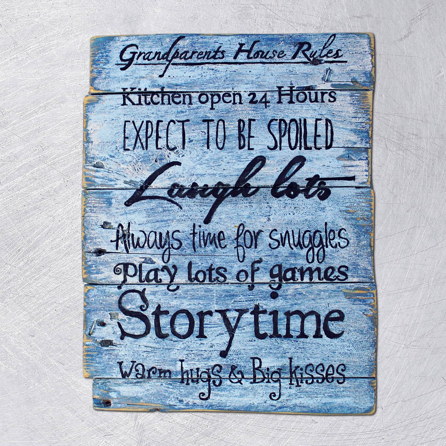 Rustic 'Grandparents House Rules' Sign - Fun Grandparent gift. Granny, Granddad. Pallet wood art. Rustic home decor. Home office. Playroom.