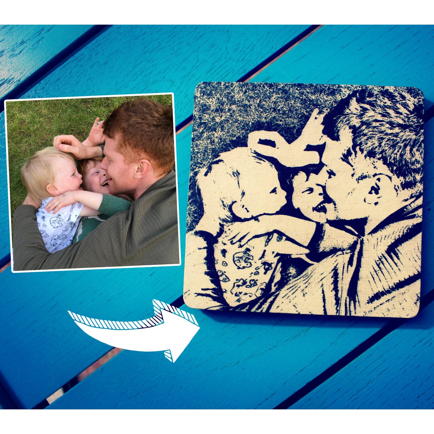 Custom made Pallet Wood Art - Your Photo as stencil art. Unique gift. Rustic wood. Gift for family. Gift for parents. Family portrait.