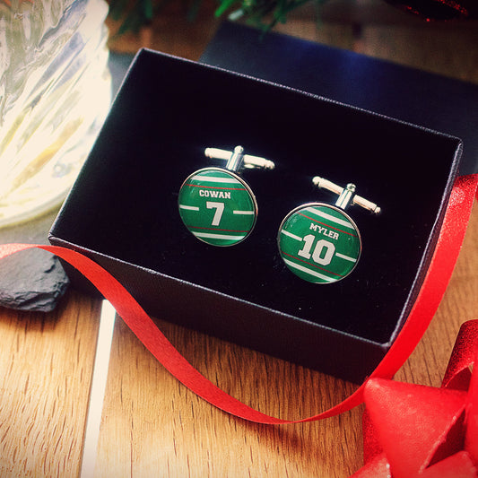 London Irish Rugby Cufflinks. Personalised gift for rugby fan. Christmas present for men. Premiership Rugby. Sports jersey. Your name.