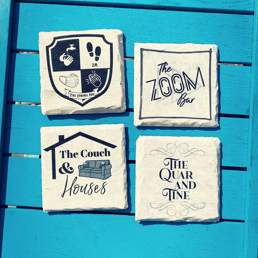 Covid Arms Pub Sign Coasters. Locked Inn. Zoom Bar. Quarantine Isolation Lockdown gifts. Personalised home bar coat of arms. Man cave. Funny
