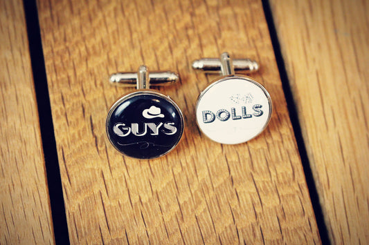 Guys and Dolls musical theatre cufflinks. Theatre lover. Jets and Sharks West Side Story Wedding groom. Groomsmen. Actor gift. Musicals.