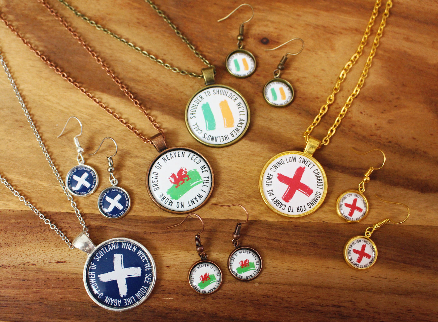 Six Nations Rugby Anthems Necklaces Earrings. Ireland's Call. Swing Low Sweet Chariot. Bread of Heaven. O Flower of Scotland. Rugby fan.