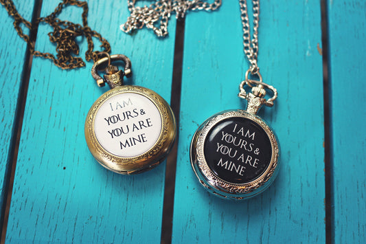 Game of Thrones Pocket Watch. I am yours and you are mine. Wedding vows. Groom accessory. Anniversary gift for husband. Moon of my life.