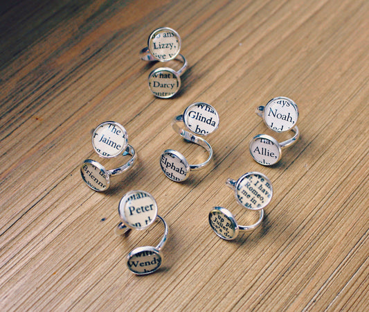 Recycled Book Page Rings. Book Lover Gift Bookworm Literature Upcycled jewellery Reclaimed Cartoon Classics. Mothers Day Gift. Gift for Mum.