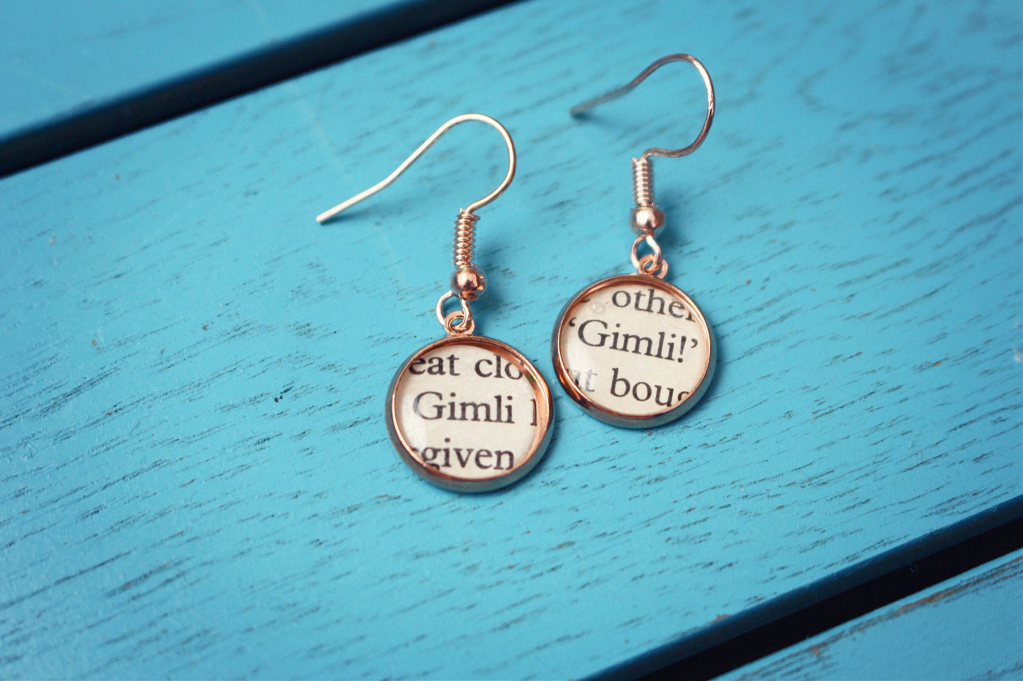 Recycled Book Page Earrings. Lord of the Rings Hobbit. Middle Earth Map. Bridesmaids. Fellowship Aragorn Legolas Boromir Frodo Gandalf Gimli