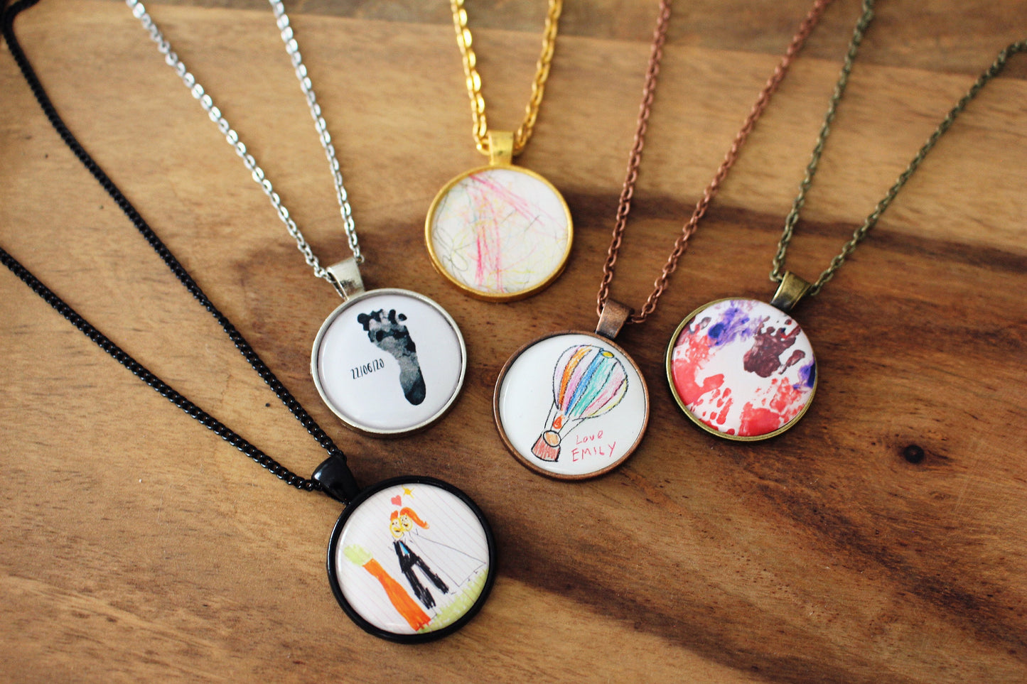 Child art/drawing/painting Necklace. Kids artwork. Unique gift. Mothers Day. Personalised gift for Mum, Granny, Dad. Handprint. Footprint.