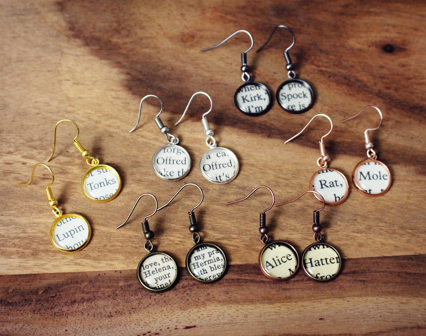 Sherlock Holmes Earrings. Recycled book page jewellery. Charity shop vintage book. Holmes and Watson. Book lover Literature Gift.