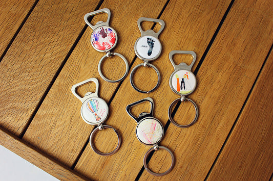 Kids Artwork Bottle Opener. Child drawing / painting gift. Kids gift to dad. Personalised Bottle Opener Keyring. Your kids art. Gift for Dad