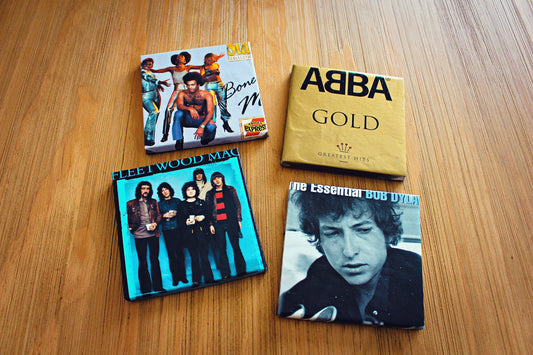 Recycled  Album Cover Coasters. Iconic CD album art. Reclaimed beer mats. Music Lover. Vintage records. Favourite songs bands artists. Xmas