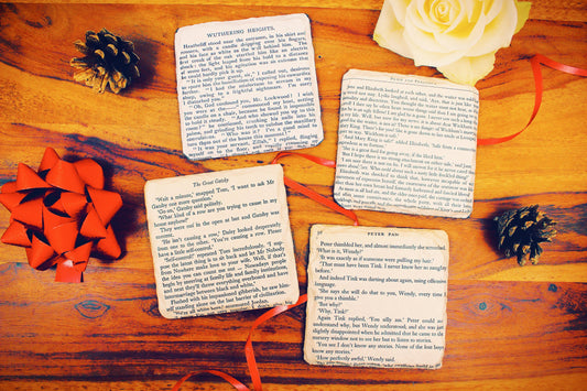 Book Page Coasters! Book Lover Gift Recycled Comics Classics Favourite Book Vintage Placemats Beer Mats Alcohol gift Housewarming Literature