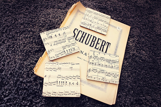 Music score coasters. Recycled sheet music gift. Music lover. Personalised musician gift. Upcycled musical. Mothers Day Gift. Gift for Mum.