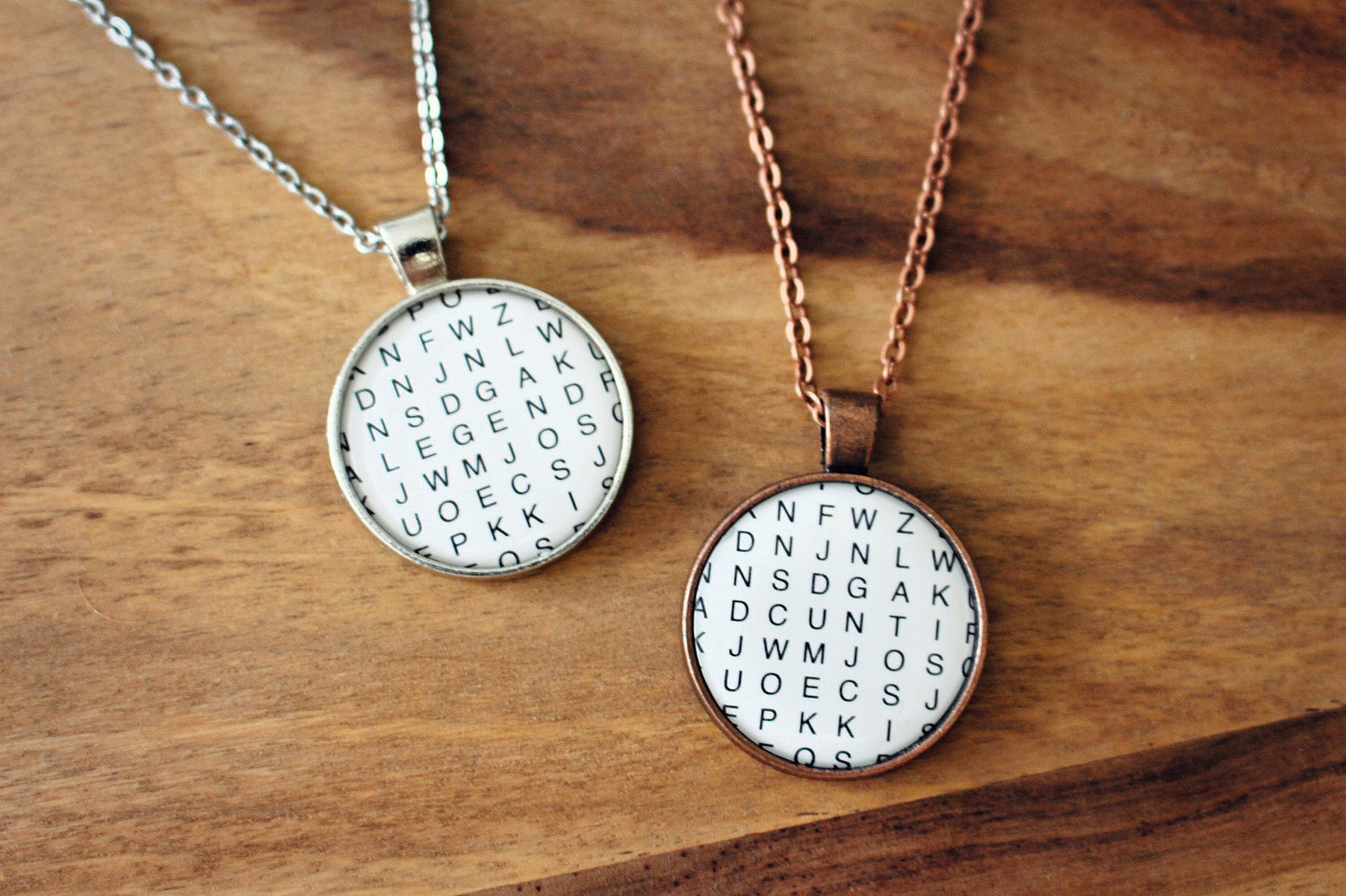 Wordsearch Necklace. Crossword Sudoku. Personalised words. Monochrome. Hidden message. Secret meaning. Word Search Gift. Gift for mum Funny