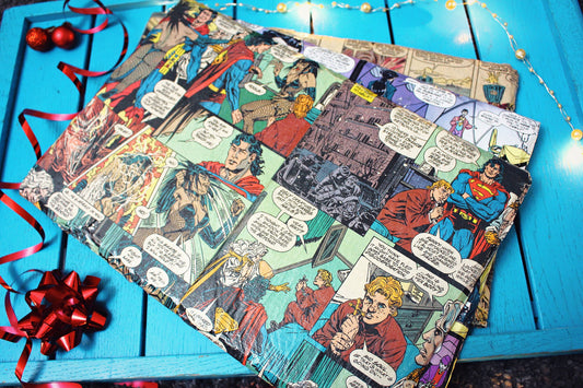 Upcycled Comic Book Placemats Set. Superhero Dinner Mats. Vintage Cartoon Decor. Cartoon character place settings Coffee Table Geek Chic