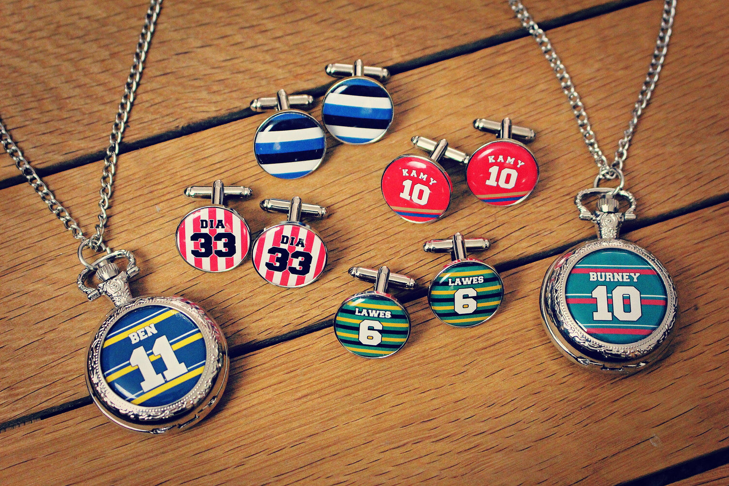 Sale Sharks Rugby Colours Cufflinks. Personalised sports jersey Name & Number Your name. Pocket Watch, Tie Clip Christmas gift for him, dad.