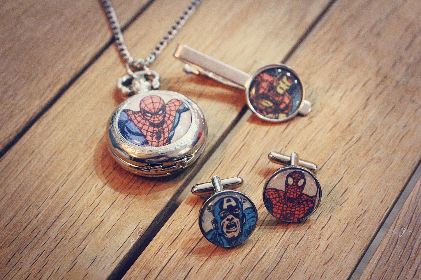 Recycled Book Pocket Watch. Vintage comic / childrens book. Winnie the Pooh. Tom & Jerry. Gift for him. Cufflinks Tie Bar Pocket Watch set.