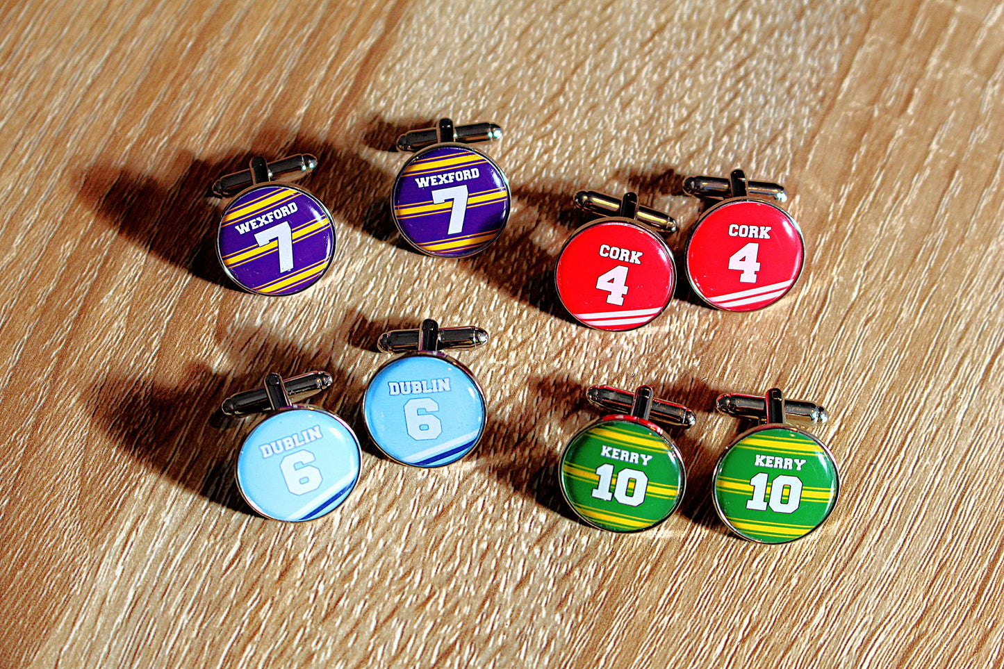 Irish County Colours Cufflinks. GAA Football Hurling shirt. Ireland Gaelic Dublin Kerry Cork Galway Mayo Wexford Limerick Tipperary Donegal