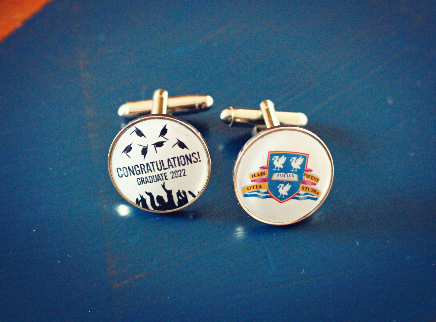 Graduation Cufflinks. University degree. University crest. Coat of Arms. Personalised University. School Leavers. Congratulations graduate.