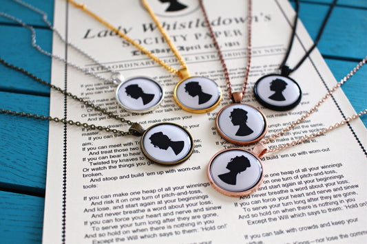 Lady Whistledown Society Paper Necklace. TV Lover. Inspired by Bridgerton. Novelty necklace. Mothers Day Gift. Gift for Mum. Bride.