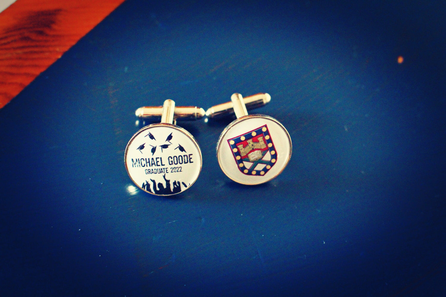 Graduation Cufflinks. University degree. University crest. Coat of Arms. Personalised University. School Leavers. Congratulations graduate.