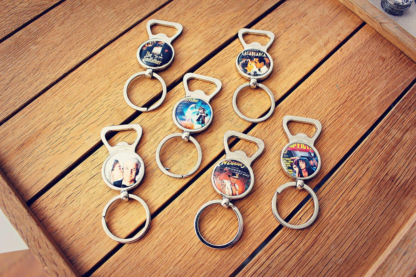 Film Poster Bottle Opener. Gift for Movie Lover. Classic Cinema Present. Personalised Bottle Opener Key Ring. Gift for him. Groomsman Gift.