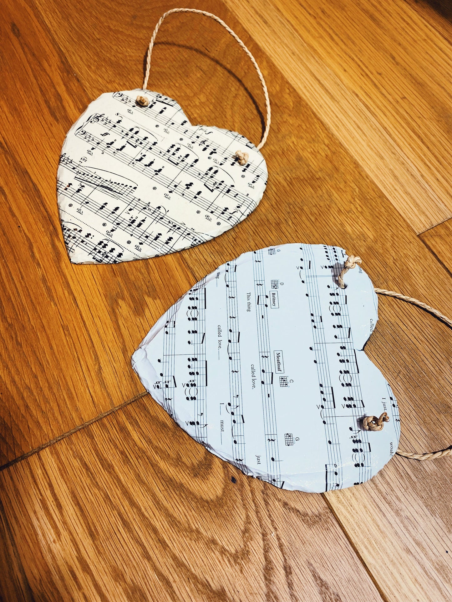 Recycled Sheet Music Decorative Slate Hearts. Music Lover Gift Musician Home Decor. Musical Theatre Score. Classical Music Upcycled Homeware