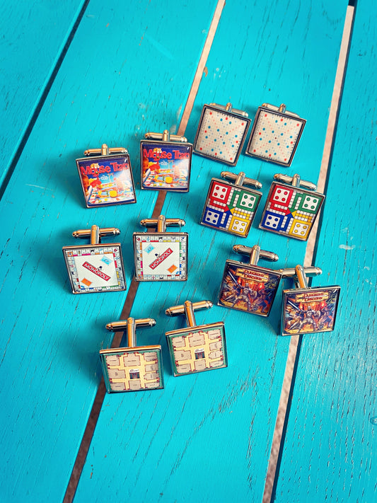 Retro Board Game Cufflinks. Iconic Games Gift. Groomsmen Wedding Cufflinks. Gamer Gift. Themed Wedding. Video Game. Geek.