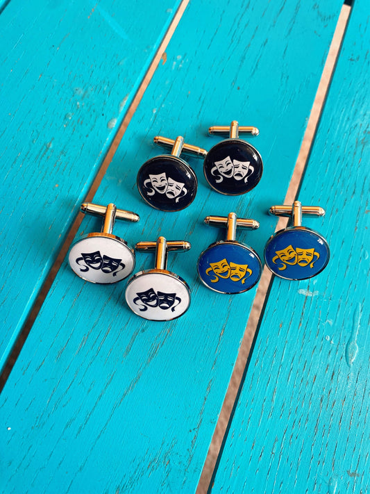 Theatre Masks Cufflinks. Tragedy Comedy Masks. Gift for Actor. Theatre Lover. Musical Theatre Present Theatrical Wedding. Break a Leg. Groom