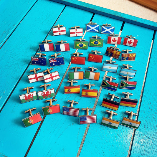 Custom Flag Cufflinks. Wedding Jewellery National Identity. Royal Standard Tie Clip, Pocket Watch. County Flag. Country Flag.